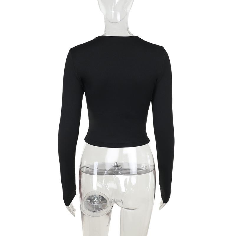 Long sleeve hollow out crop top