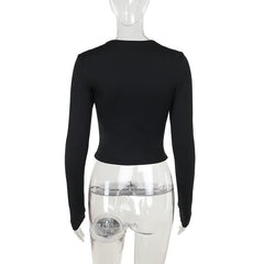 Long sleeve hollow out crop top