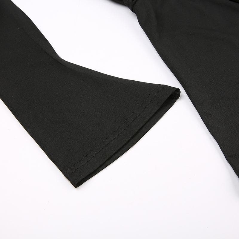 Cowl neck solid long flared sleeve hoodie 2-way top