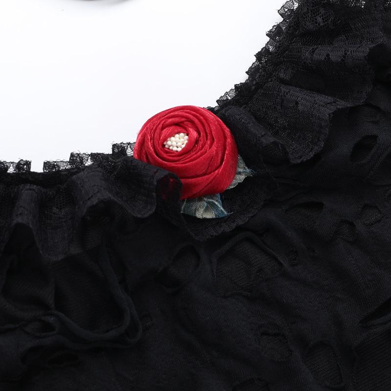 Lace irregular flower applique cami mini dress