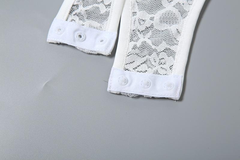 Lace v neck letter print button cami bodysuit