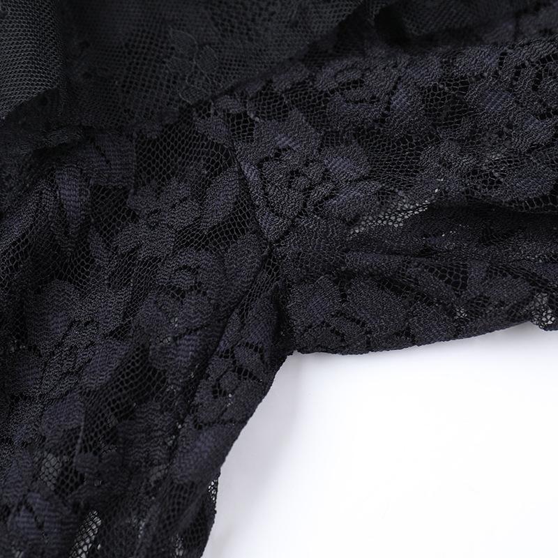 Ruffle lace buckle irregular medium rise pant