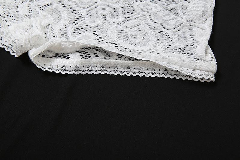 Long sleeve off shoulder backless lace see through romper