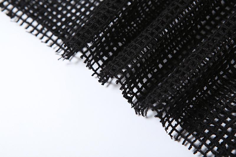 Long sleeve fishnet solid top