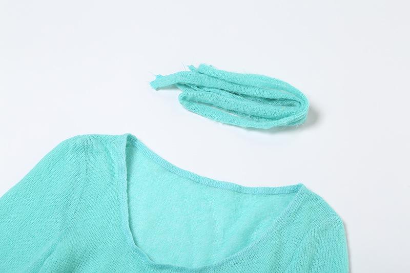 Long flared sleeve knitted ruffle mini dress
