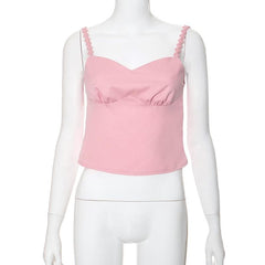 Sweetheart neck flower embroidery zip-up cami top