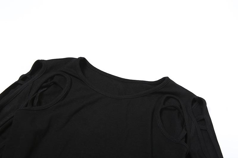 Long sleeve web hollow out top