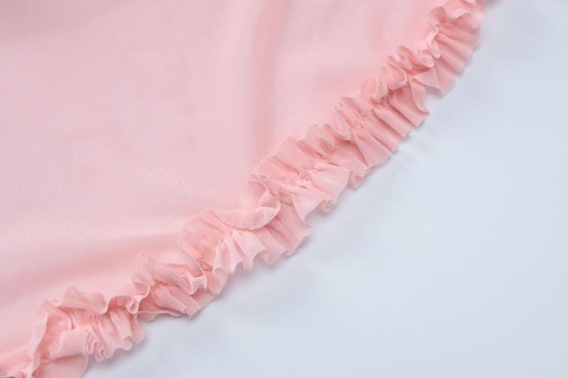 Ruffle high slit ruched hollow out cami maxi dress