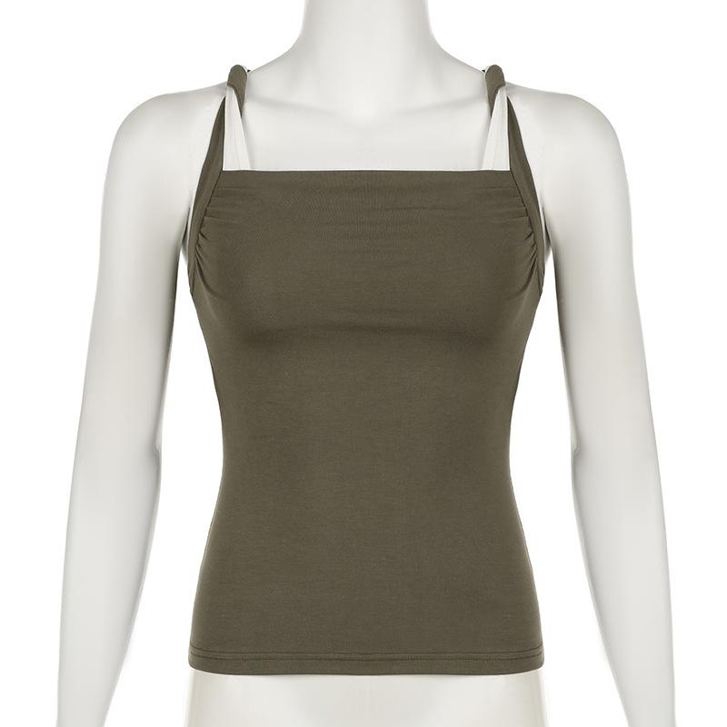 Square neck ruched o ring cami top
