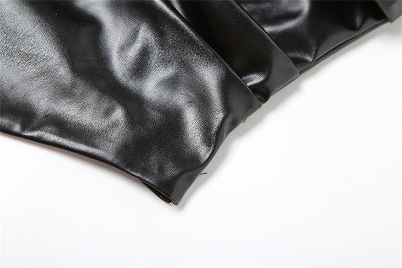 PU leather ruched sweetheart neck solid tube top