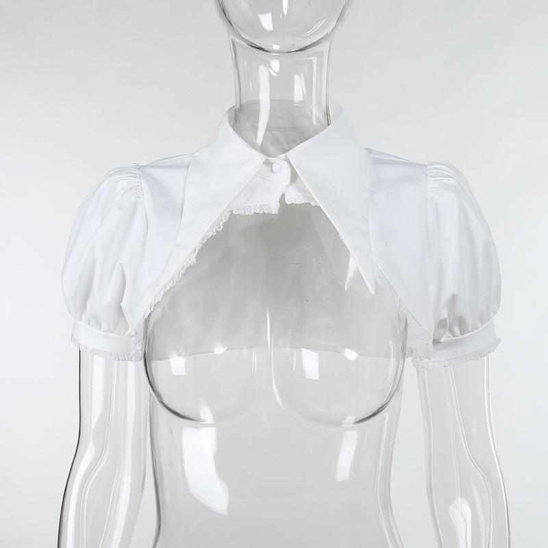 Puff sleeve solid button shrug top