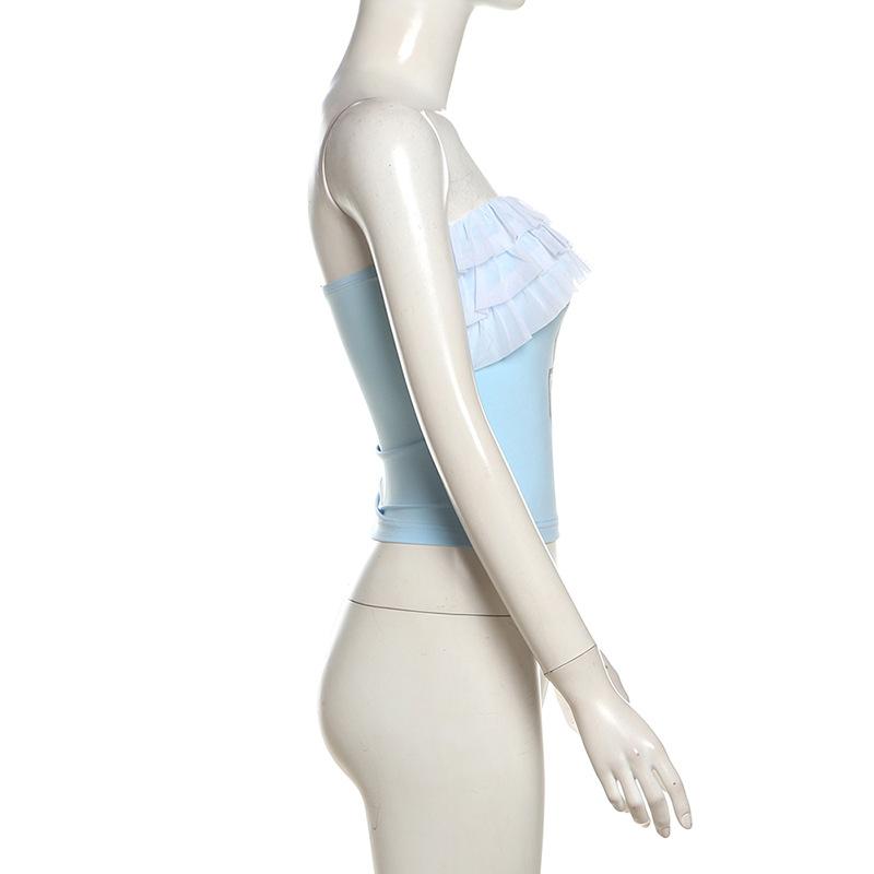 Ruffle â€?â€?pattern backless tube top