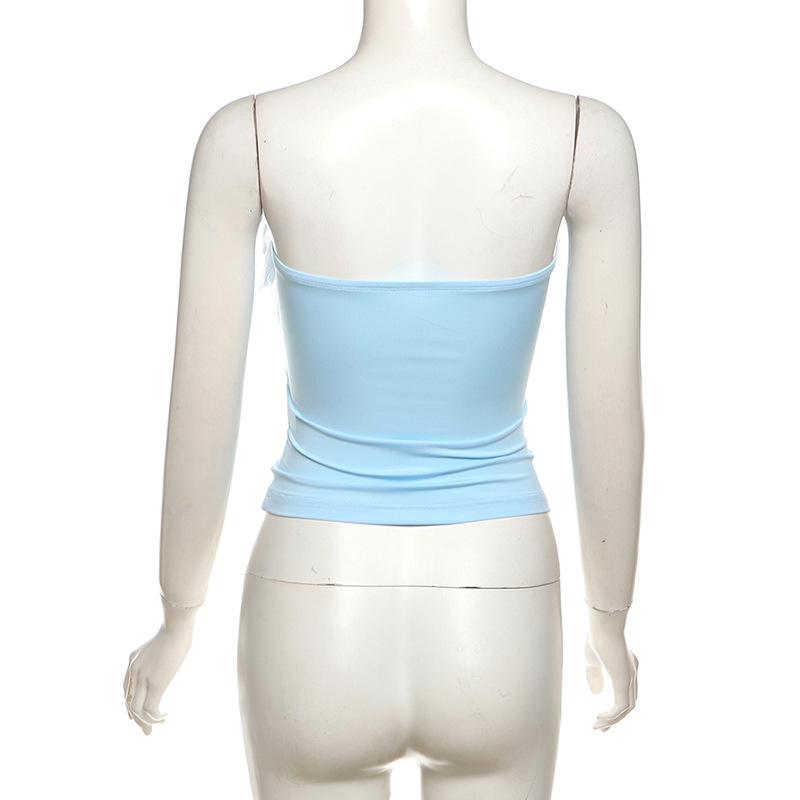 Ruffle â€?â€?pattern backless tube top