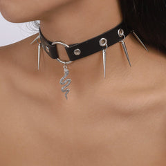 PU leather rivet animal decor o ring chocker