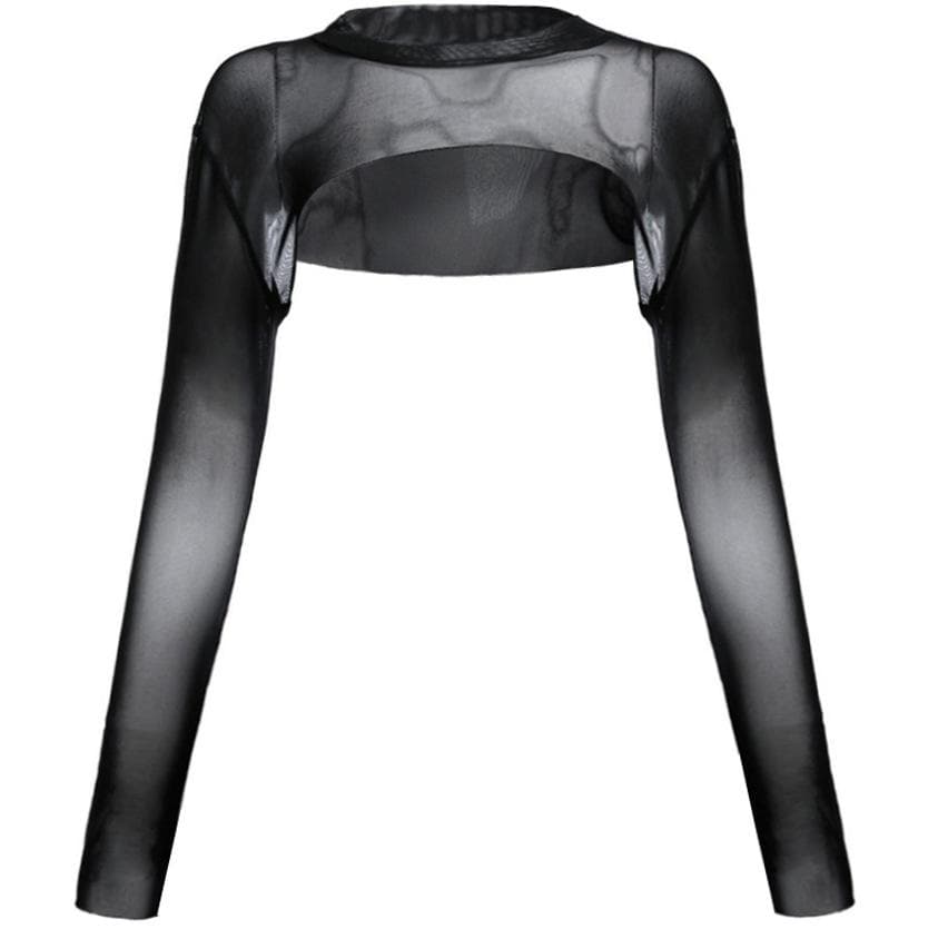 Sheer mesh long sleeve shrug