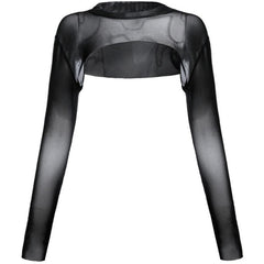 Sheer mesh long sleeve shrug