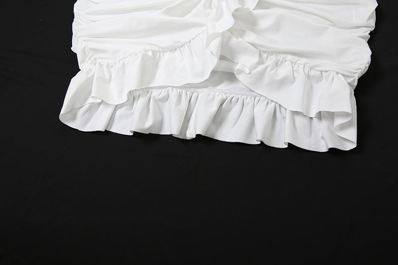 Long sleeve u neck ruched ruffle mini skirt set