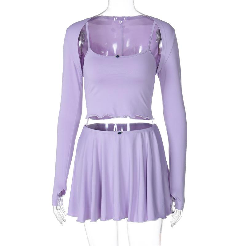Long sleeve gloves shrug 3 piece cami pant set