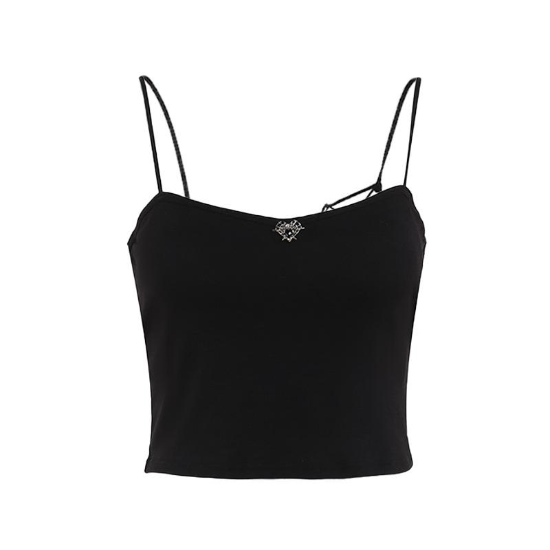 Heart applique spider web padded cami top