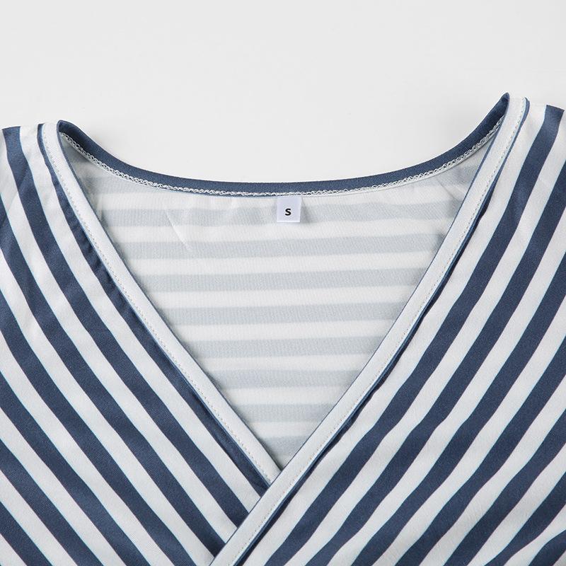 Striped v neck long sleeve top