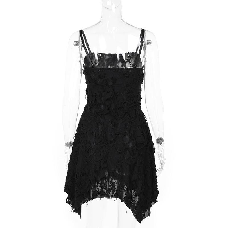Square neck ruffle textured cami mini dress