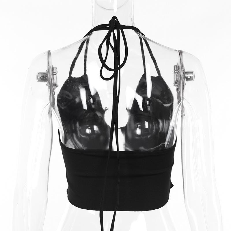 Halter ruched solid self tie crop top