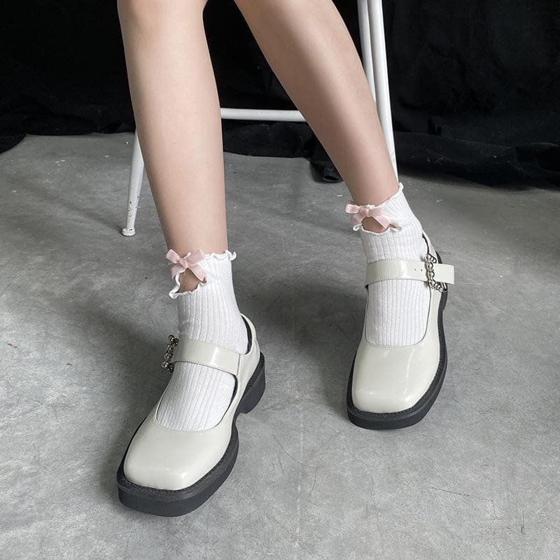 Ruffle bowknot hollow out long socks