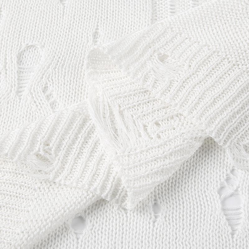 Crochet long sleeve solid hollow out cut out top