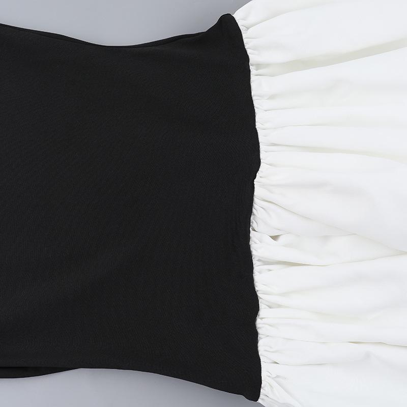 Long sleeve crewneck patchwork mini dress