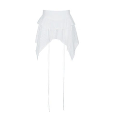 Irregular zip-up A line mini skirt