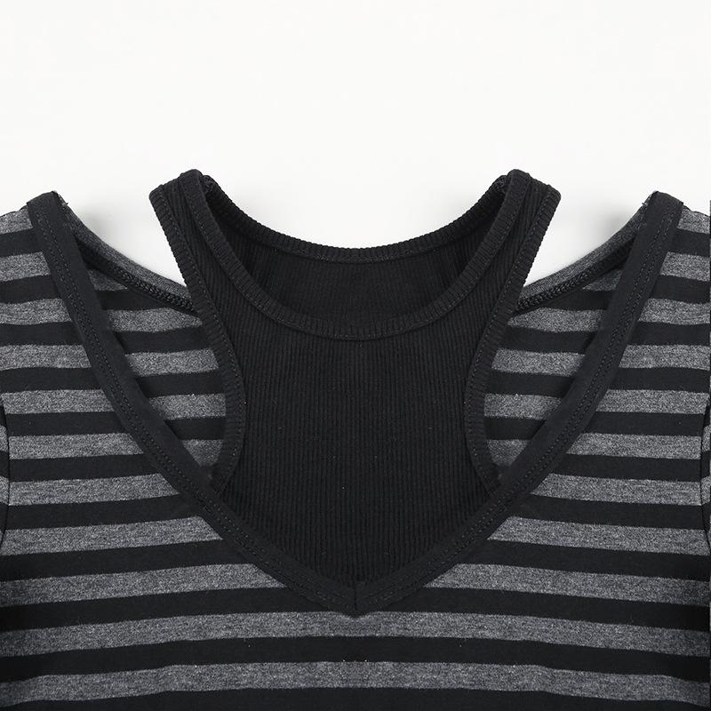 Striped long sleeve knitted patchwork top