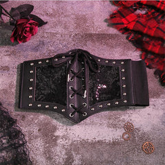 Rivet lace up glitter button corset