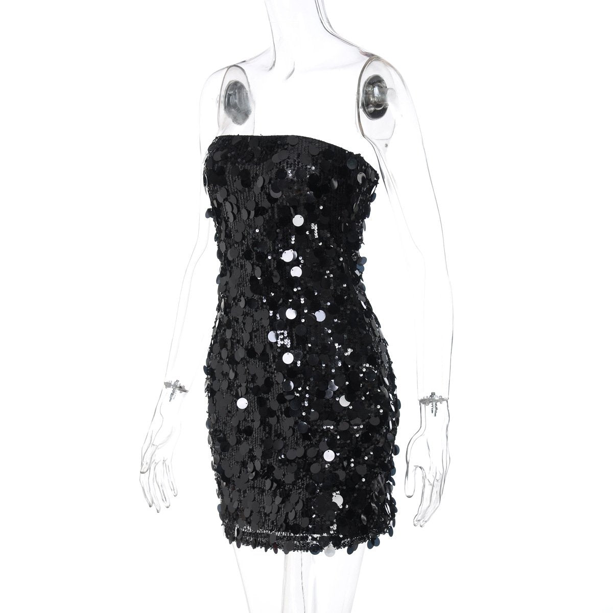 Glitter backless tube mini dress