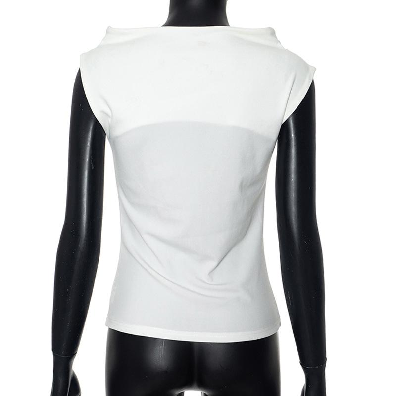 Cap sleeve braid print contrast top
