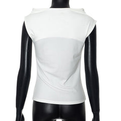 Cap sleeve braid print contrast top