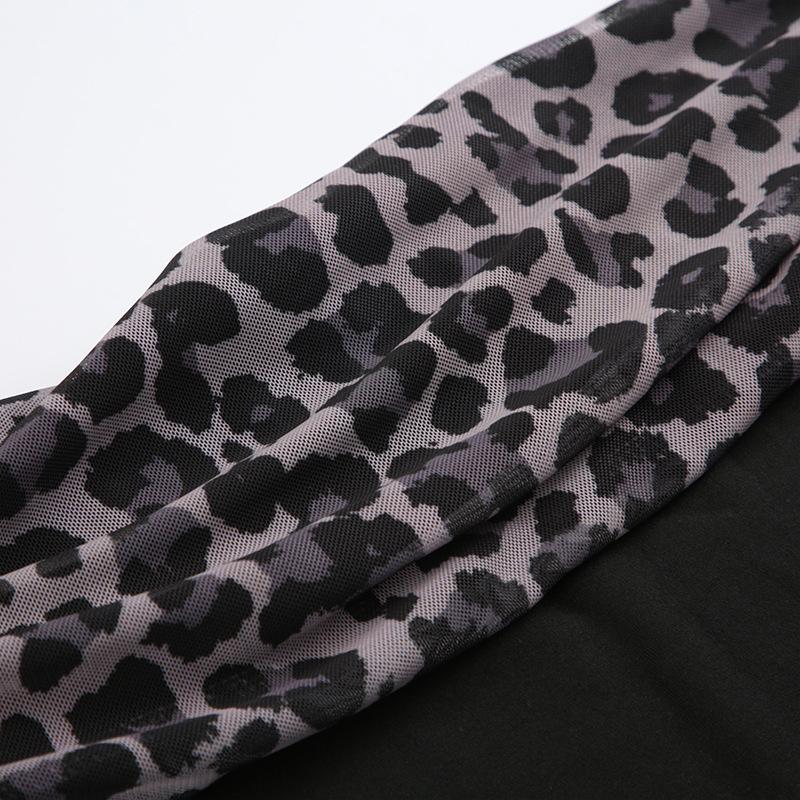 Off shoulder long sleeve leopard print mini dress