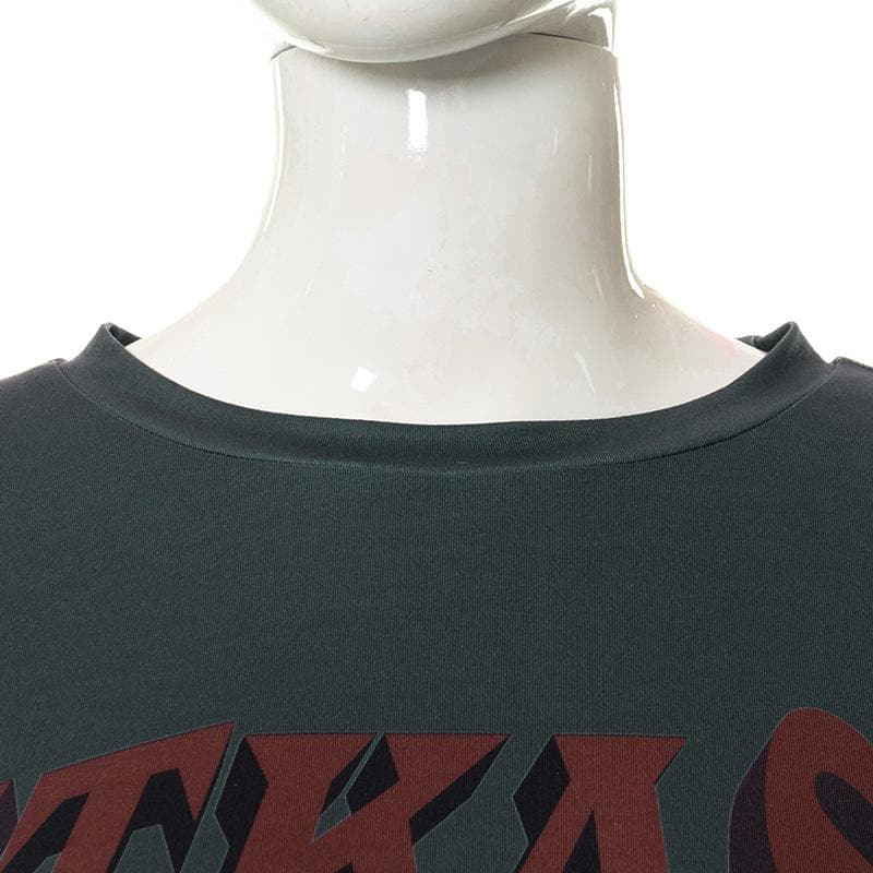Contrast print short sleeve crewneck T-shirt top