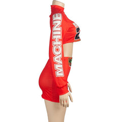 Long sleeve letter print crop mini skirt set