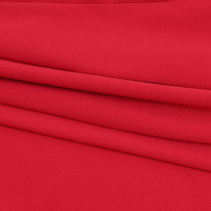 Ruched solid sweetheart neck slit sleeveless midi dress  | red tango dress
