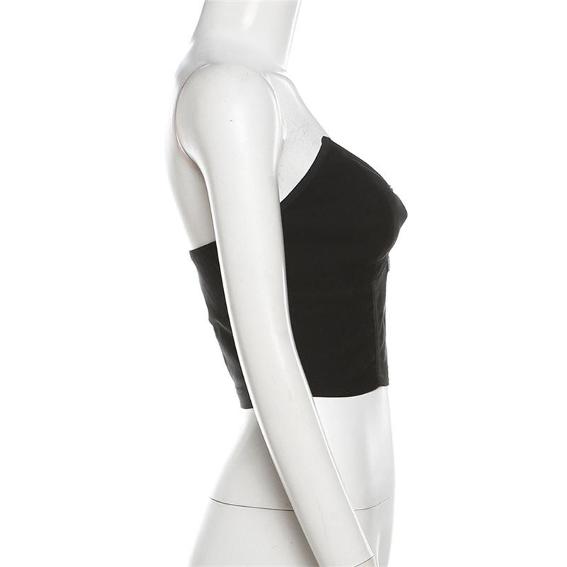 Hollow out stitch backless solid tube top