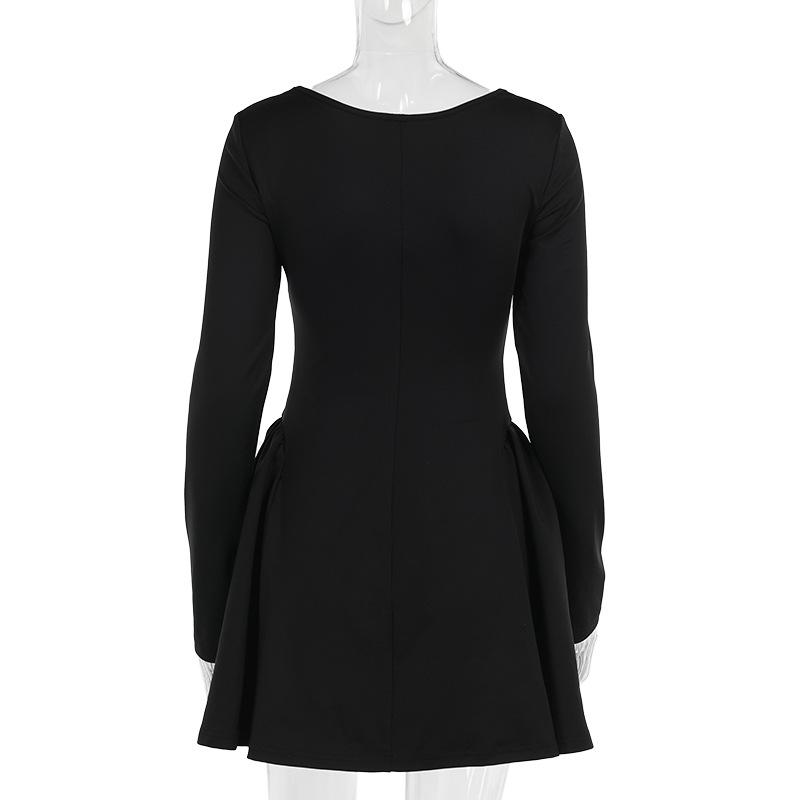 Long sleeve sweetheart neck bowknot mini dress  | red tango dress