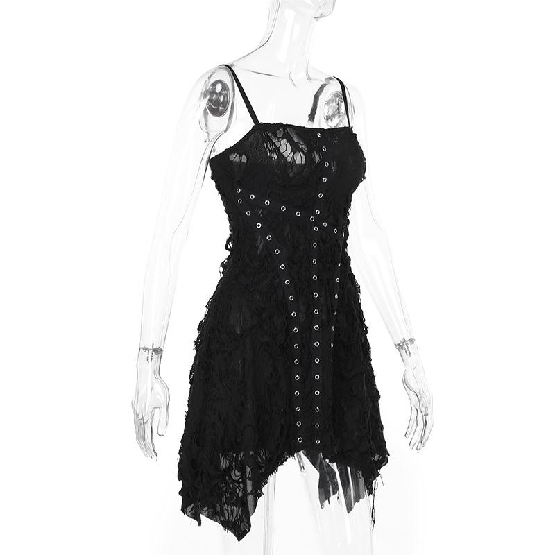Square neck ruffle textured cami mini dress