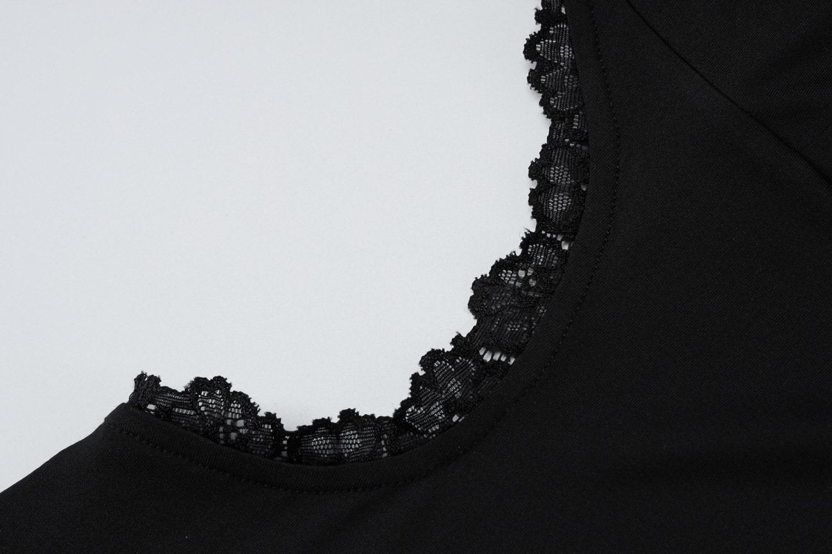 One shoulder o ring lace hem backless maxi dress
