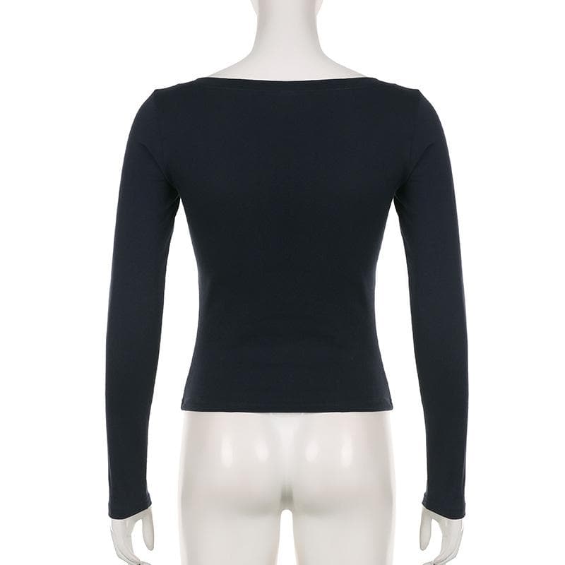 Button long sleeve "1986" pattern contrast top