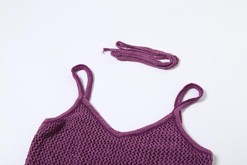 U neck knitted hollow out solid cami top