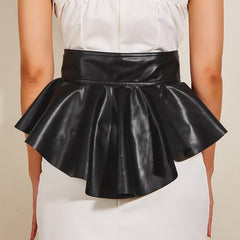 PU leather lace up ruffle corset