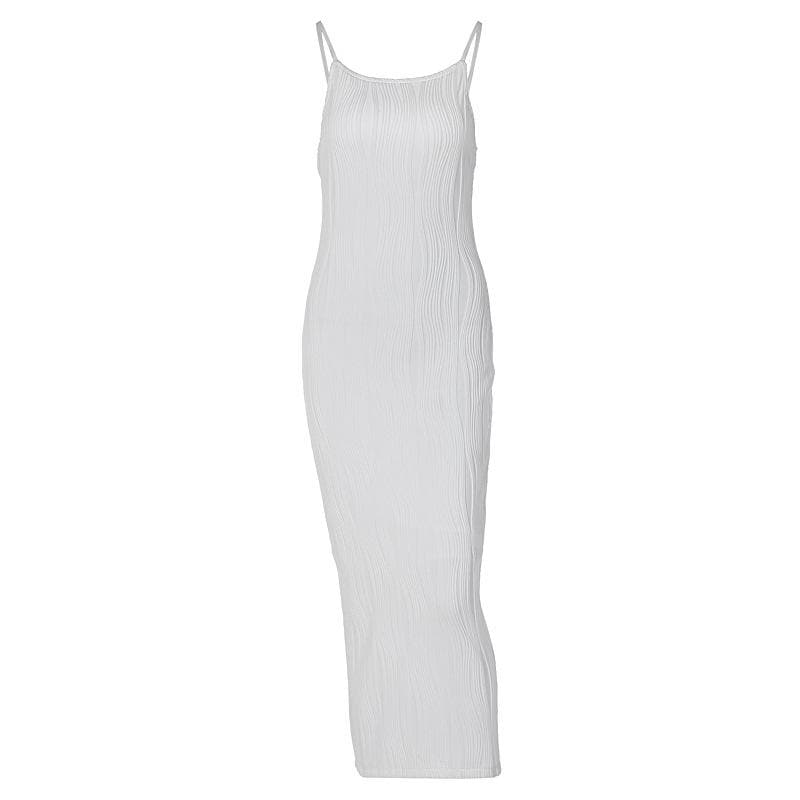 Textured slit backless solid cami midi dress  | red tango dress