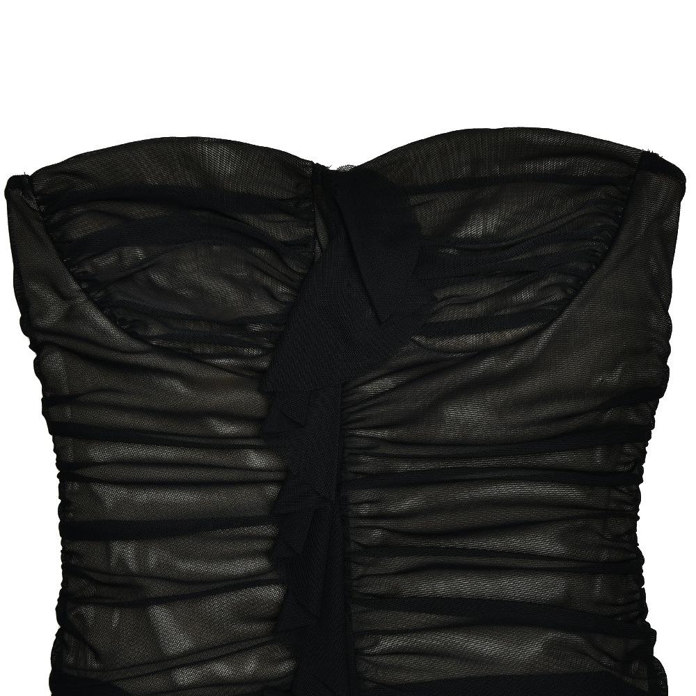 Sweetheart neck ruched ruffle tube midi dress