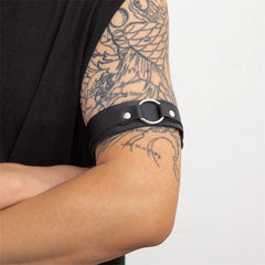 O ring rivet PU leather arm cuff
