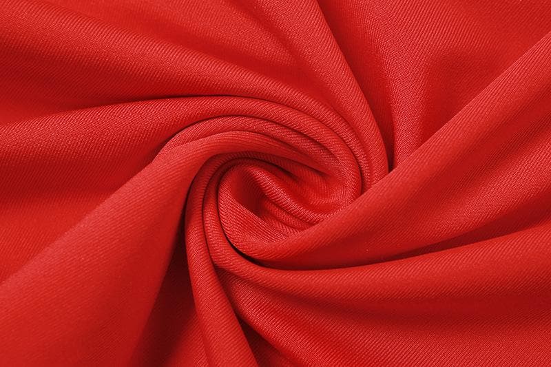 Ruffle high slit ruched irregular solid tube midi dress  | red tango dress